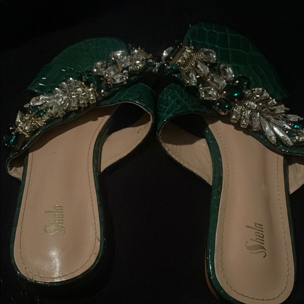 Shein Emerald Embellished Women's Sandals